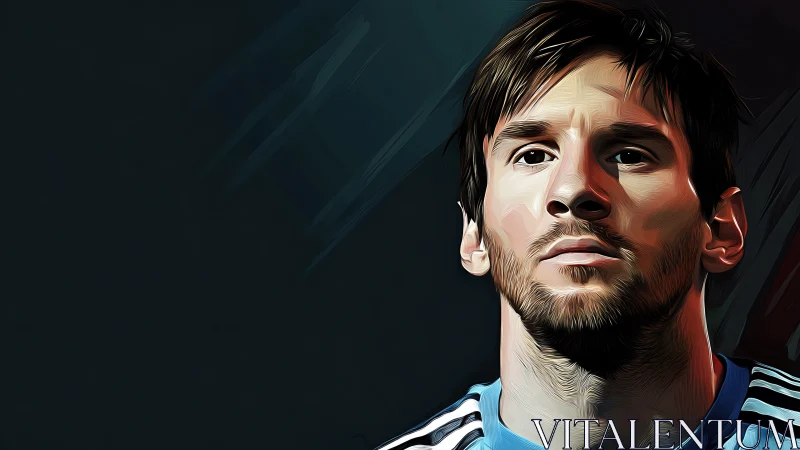 Vector portrait of footballer in teal striped jersey.