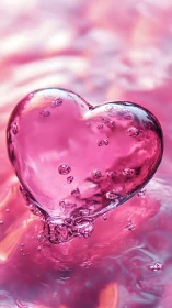 Pink liquid heart bubble suspended in vibrant magenta water