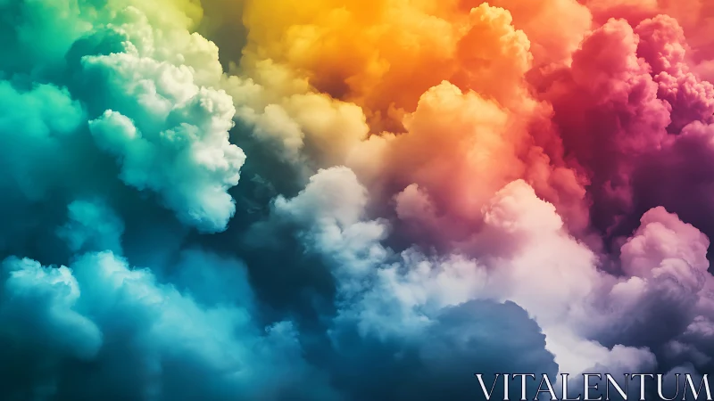 Volumetric rainbow clouds form dense gradient nebula with depth