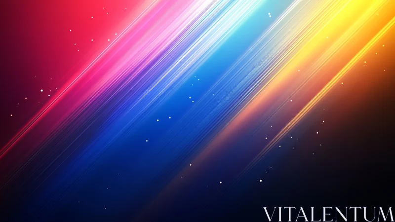 Prismatic light streaks cut diagonal spectrum gradient field.