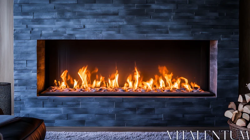 Contemporary Linear Electric Fireplace with Dynamic Flame Simulation