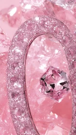 Pink crystal ring close-up with faceted gemstone focus.