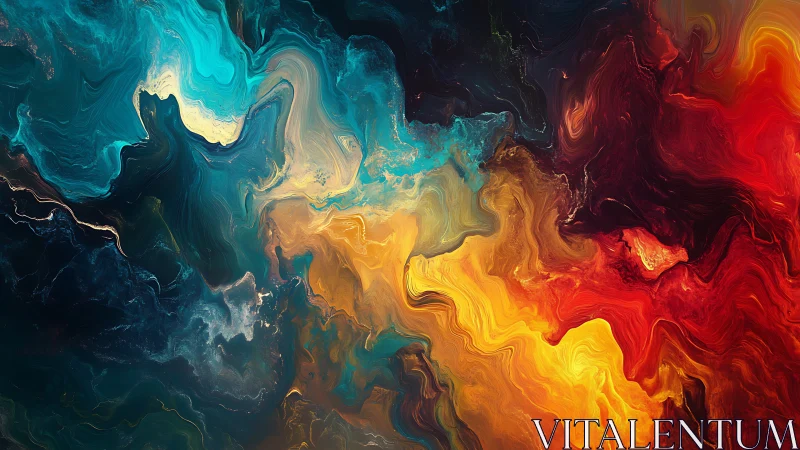 Molten cosmic colors swirl in a luminous abstract nebula