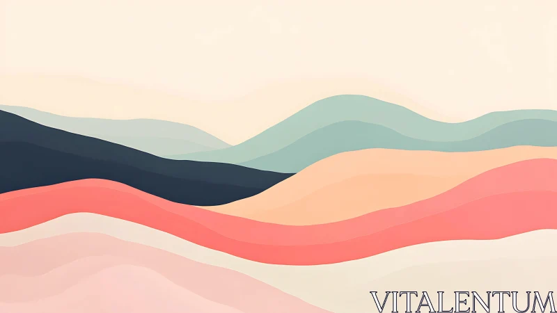 Pastel layered hills in minimalist abstract landscape study.