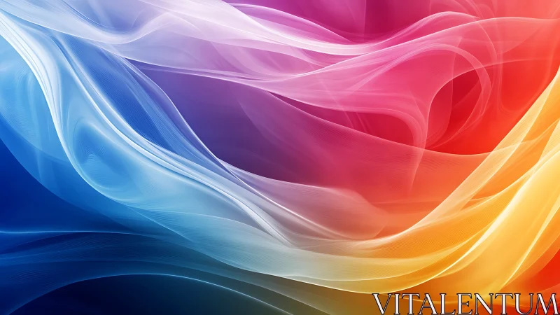 Soft ribbons of color drift across a glowing abstract sky