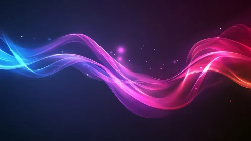 Neon light waves forming fluid abstract energy ribbon.