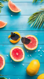 Sunny citrus vacation vibe with playful sunglasses fun.