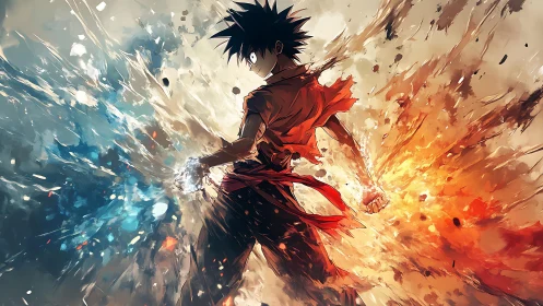 Elemental brawler ignites twin storms of fire and frost.