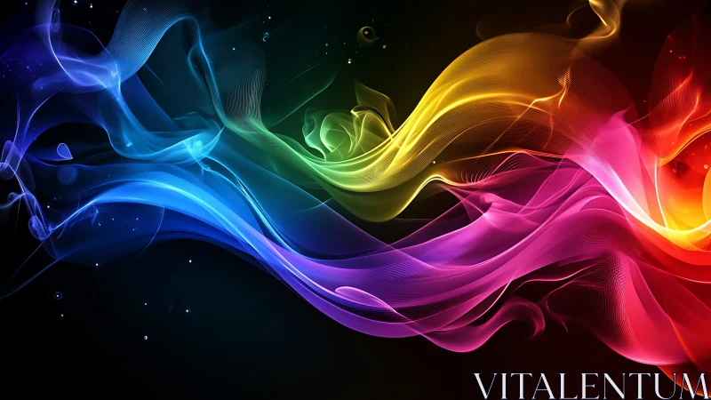 Flowing rainbow light dances gently across a deep night sky