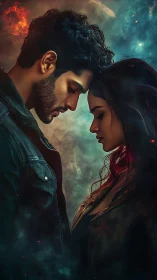 Profile-Oriented Couple Portrait with Atmospheric Volumetric Lighting and Chromatic Separation Effec