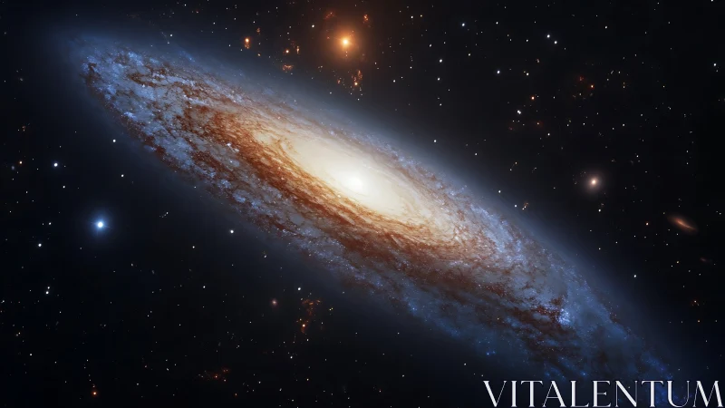 Spiral galaxy core glows amid dense starfield in space