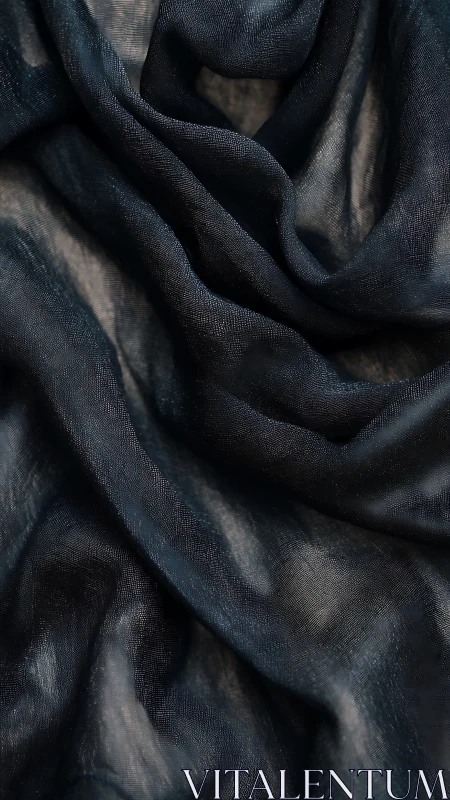 Dark sheer fabric folds capture subtle reflective texture