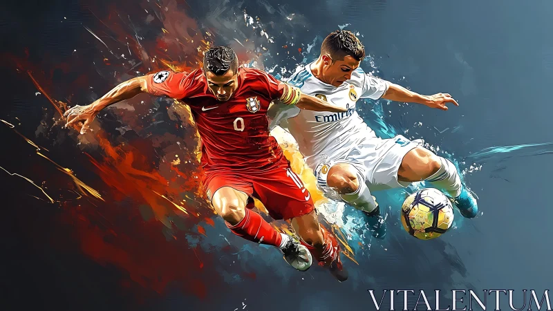 Dynamic soccer showdown captures explosive midfield clash