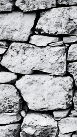 Monochrome close-up captures rugged stone masonry texture