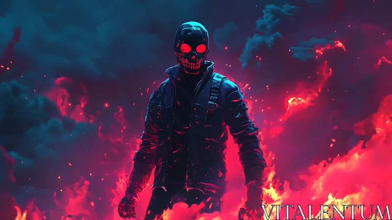 Ember‑Eyed Wanderer Stalking Through Neon Apocalypse Fire.