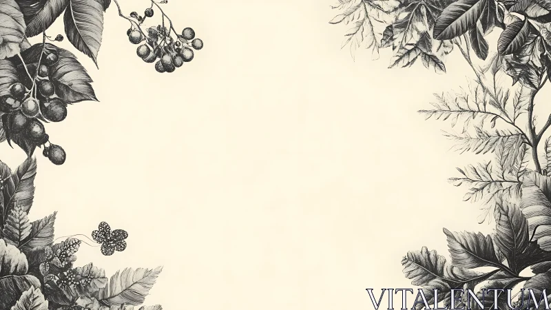 Botanical whisper frame of berries, leaves and quiet light.