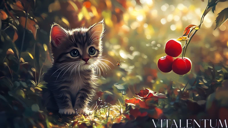 Curious Kitten Discovers the Wonders of Autumn.