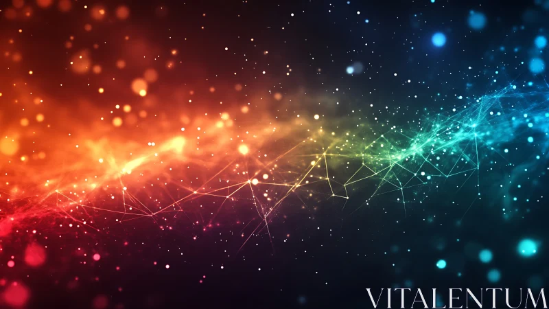 Spectral light wave with polygonal data mesh and bokeh field