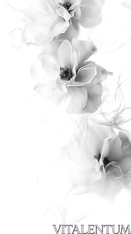 Ethereal White Flowers with Graceful Petals and Fine Stamens.
