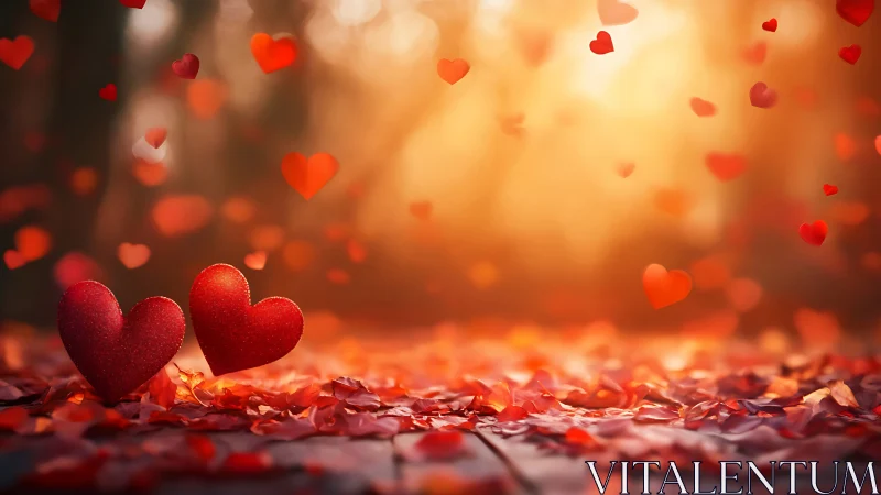 Radiant Hearts Dance Through Amber Light's Passionate Reverie