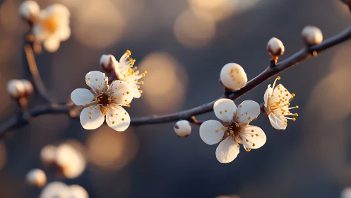 Spring Blossom Cascade: Luminescent Botanical Macro.