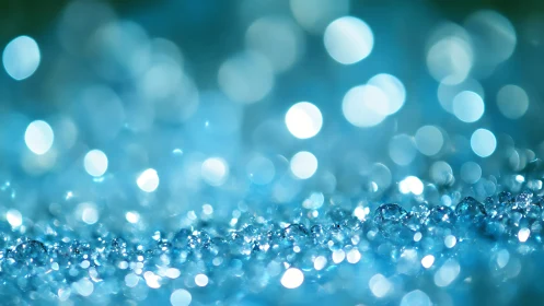 Water droplets in blue macro bokeh field fill the entire frame