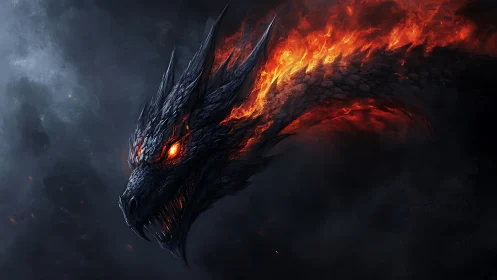 Volcanic drake profile with incandescent plasma crest flare.