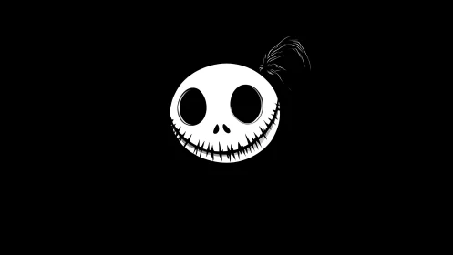 Minimalist skull emblem in stark monochrome vector style.