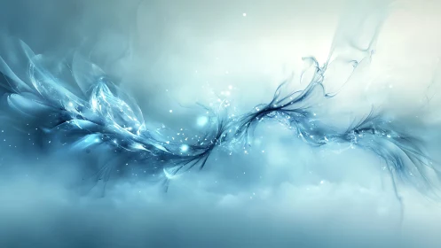 Ethereal Blue Abstract Wave in Dreamy Digital Art Style.