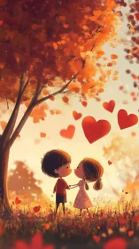 Two Hearts Under the Autumn Tree.