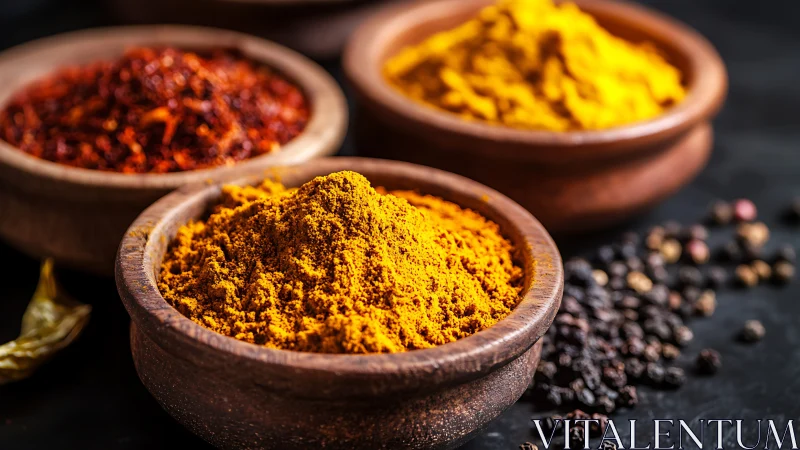 Golden spice bowls inviting cozy kitchen daydreams.