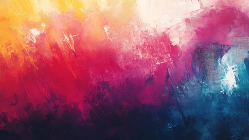 Radiant color storm sweeps from warm golds into deep blues.