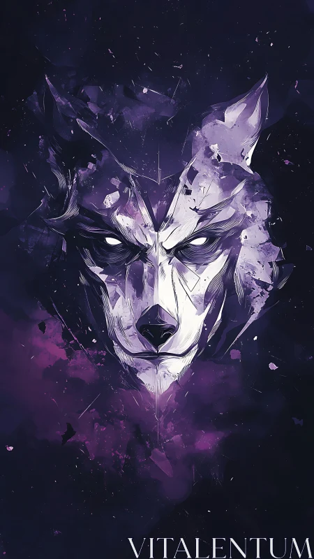 Midnight wolf spirit emerges in swirling cosmic violets