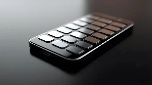 Sleek modern smartphone with reflective keypad in minimalist style.