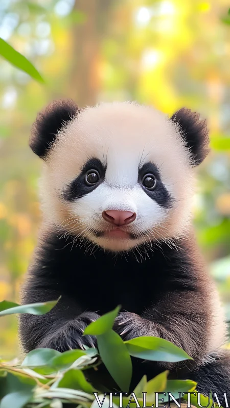 High-resolution panda cub portrait with shallow depth of field