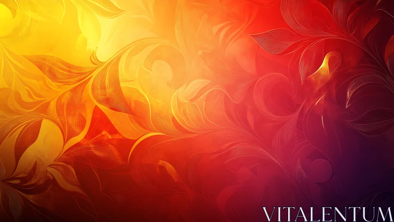 Glowing floral swirls in warm sunset reds and golds.