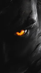 Ember-eyed shadow beast watching from the midnight veil.