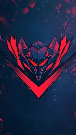 Cyber neon fox emblem with angular red V crest.