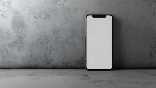 Smartphone Display Mockup Against Textured Wall Surface.