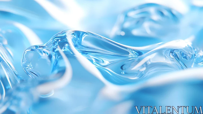 Abstract liquid waves in crystal blue, modern digital art style.