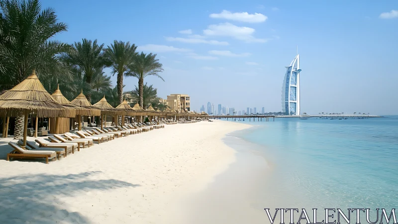 Dubai Beach Resort View with Burj Al Arab.