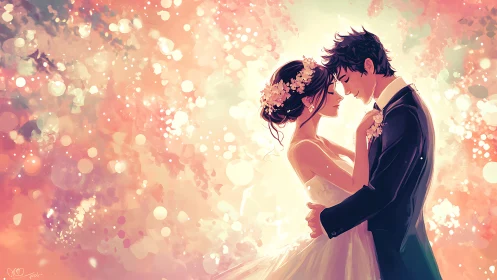 Two souls entwined in luminous wedding magic