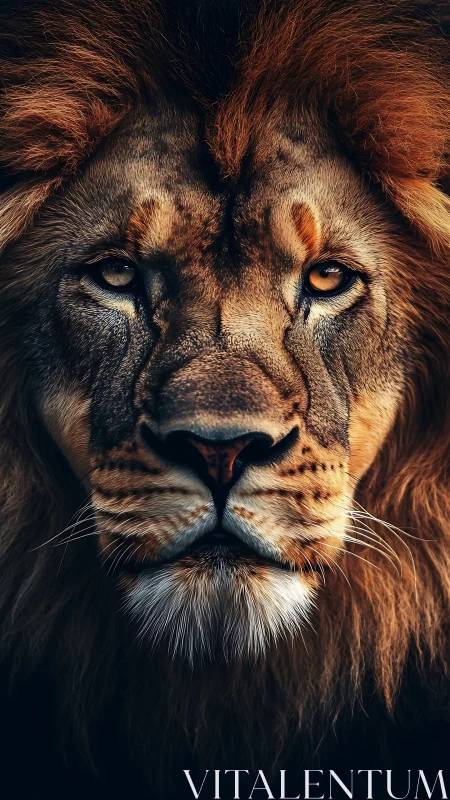 Steady Gaze of the Golden-Maned Lion at Dusk.