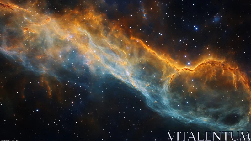 Radiant cosmic nebula drifts across a star-filled night void