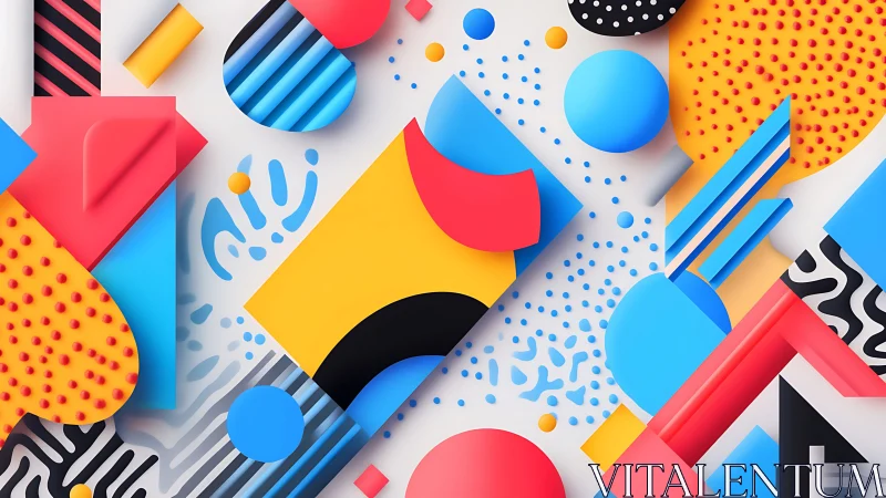 Bold geometric abstraction merges vivid color and soft depth