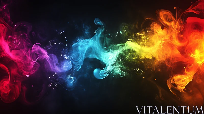 Multicolor vapor streams across dark gradient background.