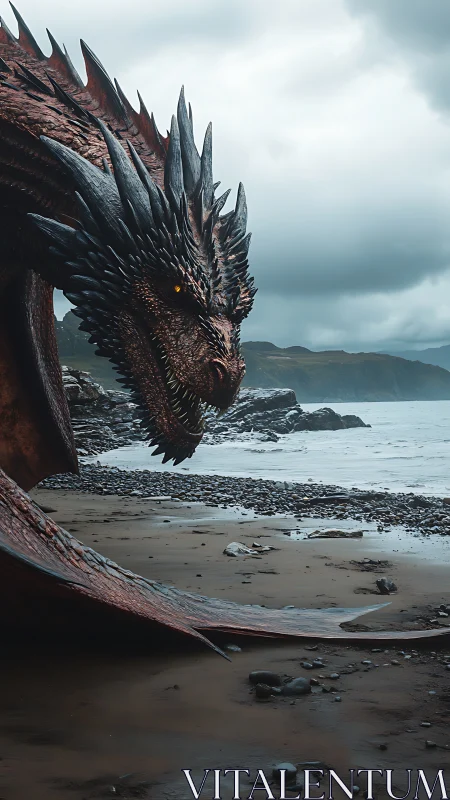 Stormy shore welcomes a wary dragon in brooding calm