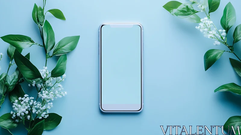 Minimal smartphone layout with symmetrically framed foliage.