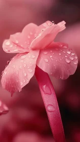 Pink Iris Adorned with Dewdrops.
