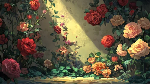 Garden of Roses in Dramatic Lighting.